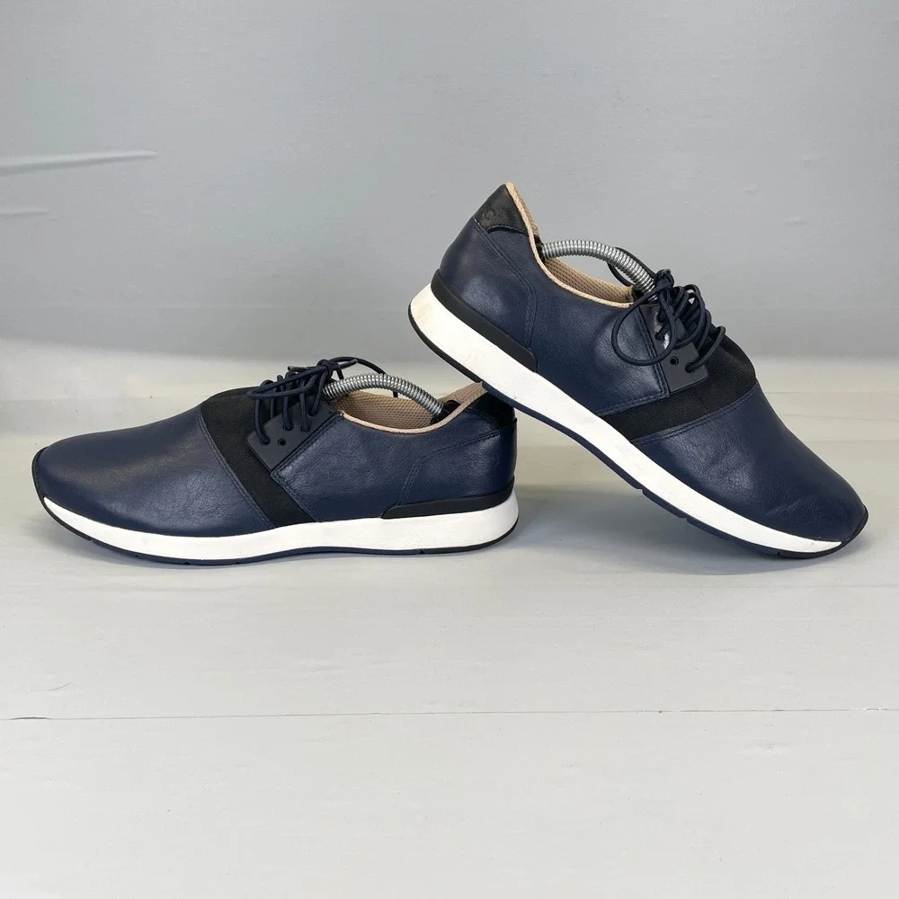Vionic Carmen Walking Shoes Womens Size 9 M Navy Blue Leather Lace Up Sneakers